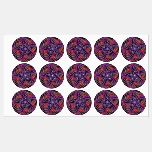 ファンタジーカラフル抽象芸術紫トリップ（幻覚体験）のようなフラクタル ラベル (シート)
