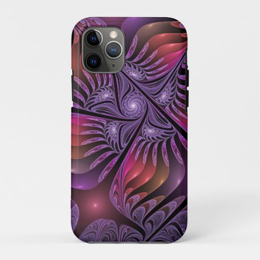 ファンタジーカラフル抽象芸術紫トリップ(幻覚体験)のようなフラクタル Case-Mate iPhoneケース (裏面)