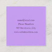 ファンタジーカラフル抽象芸術紫モダンフラクタル スクエア名刺 (裏面)