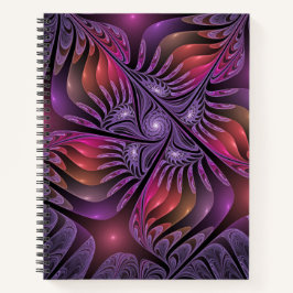 ファンタジーカラフル抽象芸術紫モダンフラクタル ノートブック