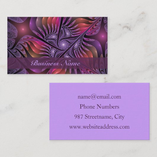 ファンタジーカラフル抽象芸術紫モダンフラクタル 名刺 (正面/裏面)