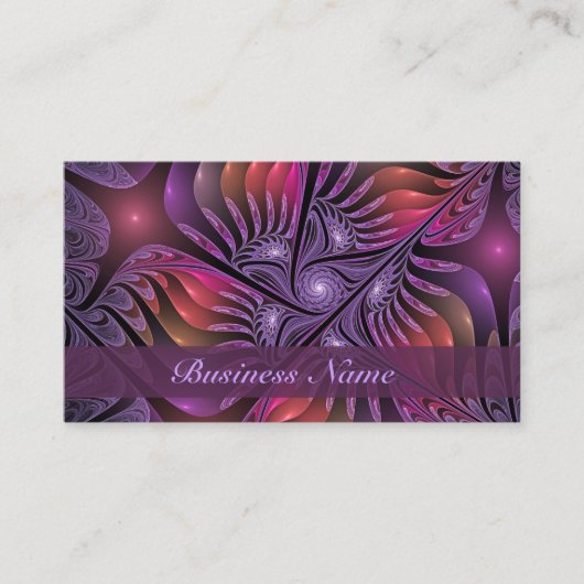 ファンタジーカラフル抽象芸術紫モダンフラクタル 名刺 (正面)