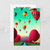 ファンタジーカラフル熱気球飛んでいる サンキューカード (正面/裏面)