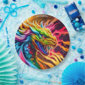 ファンタジーカラフル神話の鮮やかなドラゴン。 ペーパープレート (パーティー)