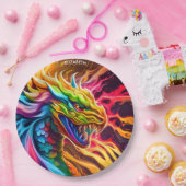 ファンタジーカラフル神話の鮮やかなドラゴン。 ペーパープレート (パーティー)