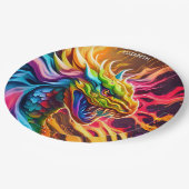ファンタジーカラフル神話の鮮やかなドラゴン。 ペーパープレート (アングル)