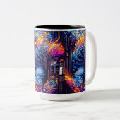 ファンタジーカラフル階段 ツートーンマグカップ (正面右)