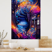 ファンタジーカラフル階段 ポスター (キッチン)