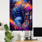 ファンタジーカラフル階段 ポスター (ホームオフィス)