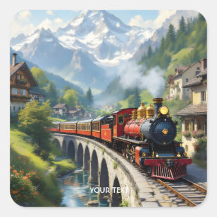 ファンタジーカワイクリムゾンアンティーク列車 スクエアシール