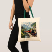 ファンタジーカワイクリムゾンアンティーク列車 トートバッグ (正面(商品))