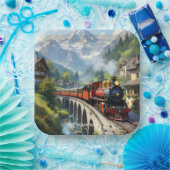 ファンタジーカワイクリムゾンアンティーク列車 ペーパープレート (パーティー)