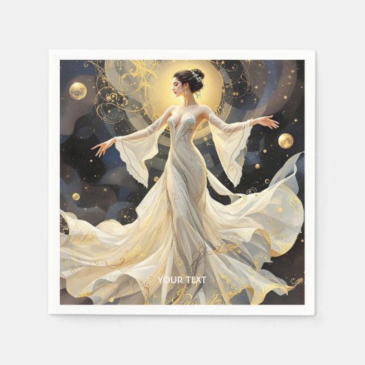ファンタジーカワイレディ踊り宇宙 スタンダードカクテルナプキン (正面)