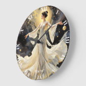 ファンタジーカワイレディ踊り宇宙 ラージ壁時計 (傾斜)