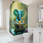 ファンタジーカワイヴィヴィッドベビーエレファントブレックファースト シャワーカーテン (インサイチュ)