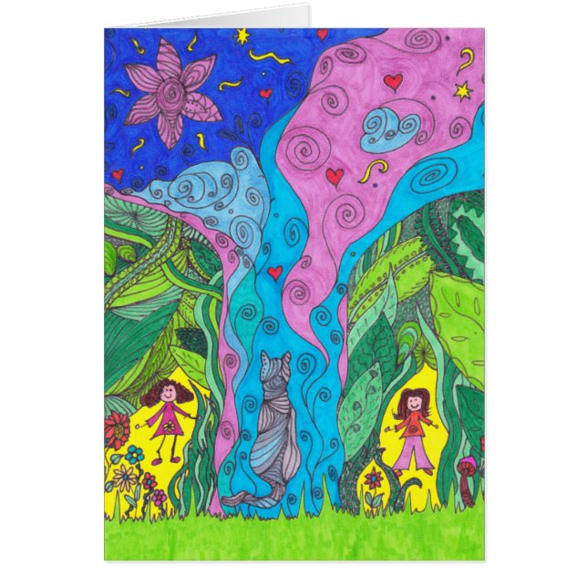 ファンタジーカード-猫および人々 (正面)