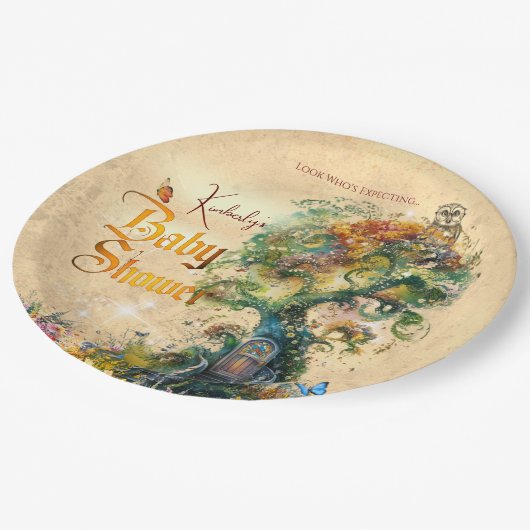 ファンタジーガーデンお洒落ベイビーシャワー ペーパープレート (アングル)
