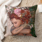 ファンタジーガーデンフェアリーとピンクの花 クッション (ブランケット)