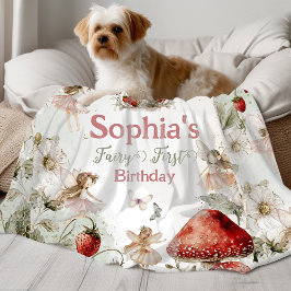 ファンタジーガーデンフェアリーの1歳の誕生日 フリースブランケット