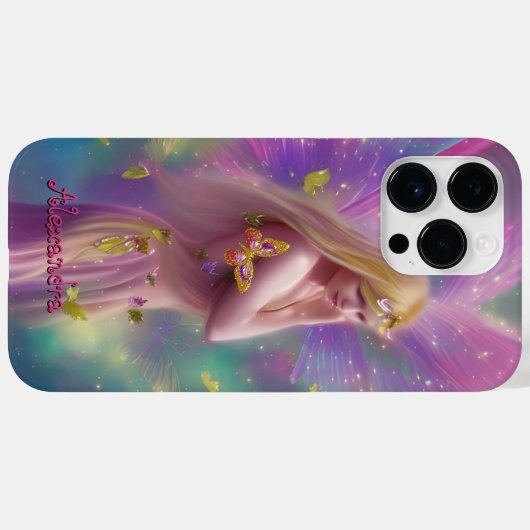 ファンタジーガールパープルピンク金ゴールド蝶3 Case-Mate iPhoneケース (裏面 (横))