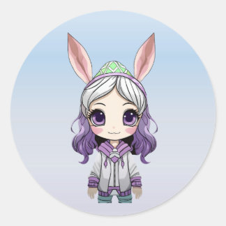 ファンタジーガールBunny Earsスタンプ ラウンドシール