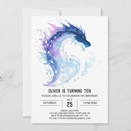 ファンタジーキッズドラゴンアドベンチャー誕生日 招待状 (正面)