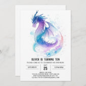 ファンタジーキッズミティカルドラゴン誕生日 招待状 (正面/裏面)