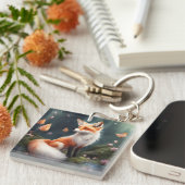 ファンタジーキツネ自然アート キーホルダー (正面右)