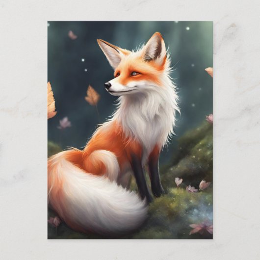 ファンタジーキツネ自然アート ポストカード (正面)