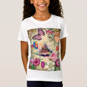 ファンタジーキャッスルバタフライおもしろいかわいいデザイン Tシャツ