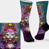 ファンタジーキャットプリンセスクイーンウィズ金ゴールドクラウンオンアクア ソックス