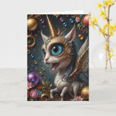 ファンタジーキャットユニコーン誕生日 カード (黄色い花)