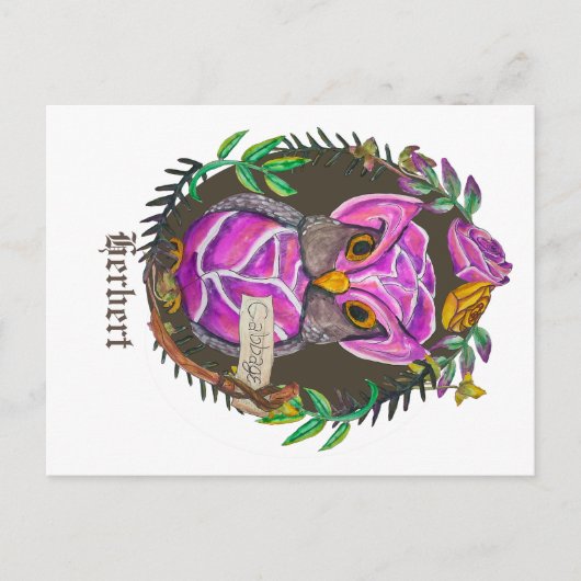 ファンタジーキャベツフクロウ ポストカード (正面)