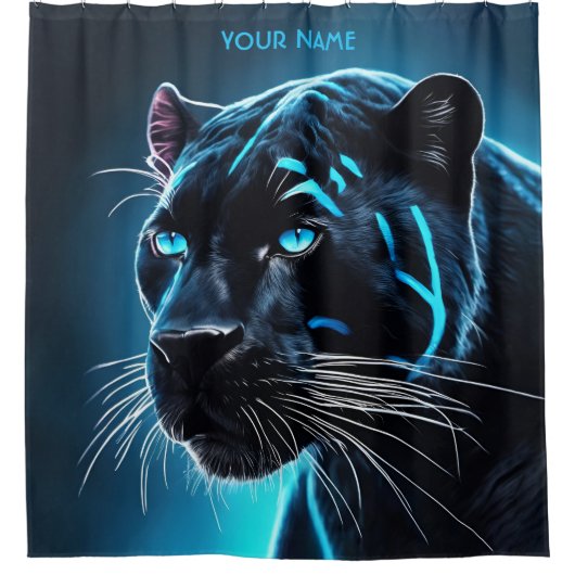 ファンタジーキュイ怒ーブルーパンサー シャワーカーテン (正面)