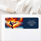 ファンタジーキュートなサンセット空手戦闘機 ラベル (インサイチュ)