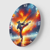 ファンタジーキュートなサンセット空手戦闘機 ラージ壁時計 (傾斜)
