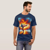 ファンタジーキュートなサンセット空手戦闘機 Tシャツ (正面フル)