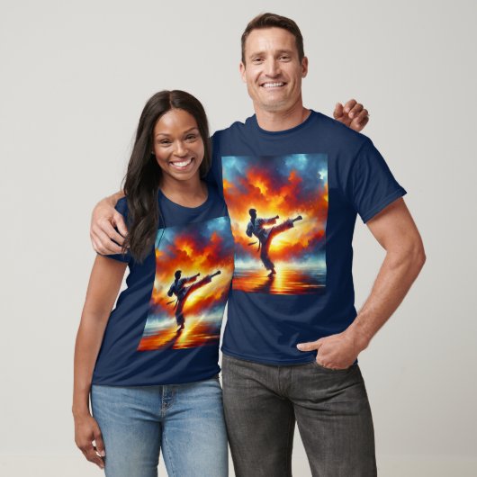 ファンタジーキュートなサンセット空手戦闘機 Tシャツ (ユニセックス)
