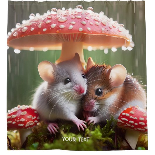 ファンタジーキュートなマッシュルーム雨 シャワーカーテン (正面)
