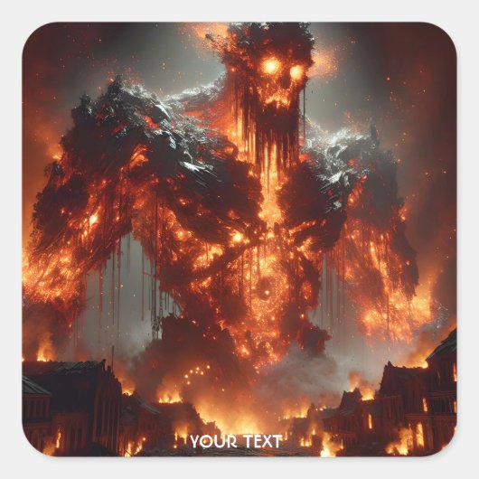 ファンタジーキュートな火の素火 スクエアシール (正面)