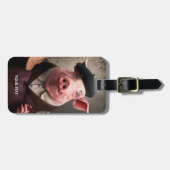 ファンタジーキュートな画家のブタ ラゲッジタグ (正面横)