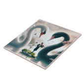 ファンタジーキュートな白い白鳥 タイル (側面)