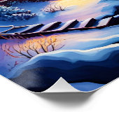 ファンタジーキュートな鮮やかなクリスマスの冬の夜 ポスター (コーナー)