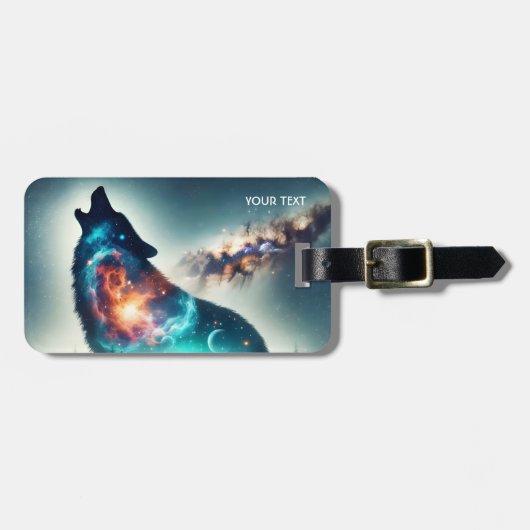 ファンタジーキュートウルフフォレスト宇宙 ラゲッジタグ (正面横)