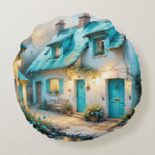 ファンタジーキュートオールドブルーハウス ラウンドクッション (裏面)