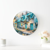 ファンタジーキュートオールドブルーハウス ラージ壁時計 (ホーム)