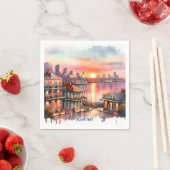 ファンタジーキュートサンセットニューオーリンズビュー スタンダードカクテルナプキン (インサイチュ)