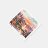 ファンタジーキュートサンセットニューオーリンズビュー スタンダードカクテルナプキン (角)