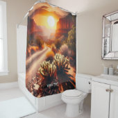 ファンタジーキュートサンデザートサンセット シャワーカーテン (インサイチュ)