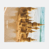 ファンタジーキュートサンドキャッスルビーチ フリースブランケット (正面(横))